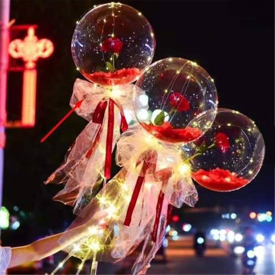 ルミナスバルーン ローズブーケ フラワー 花束 造花 バラ バレンタインデー Amazon｜LEDルミナスバルーン ローズブーケ フラワー 花束 造花